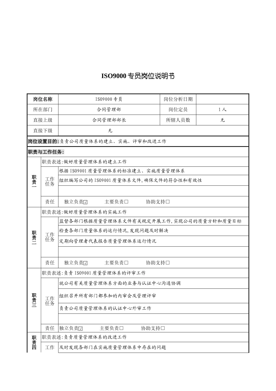 ISO9000专员的岗位说明书_第2页