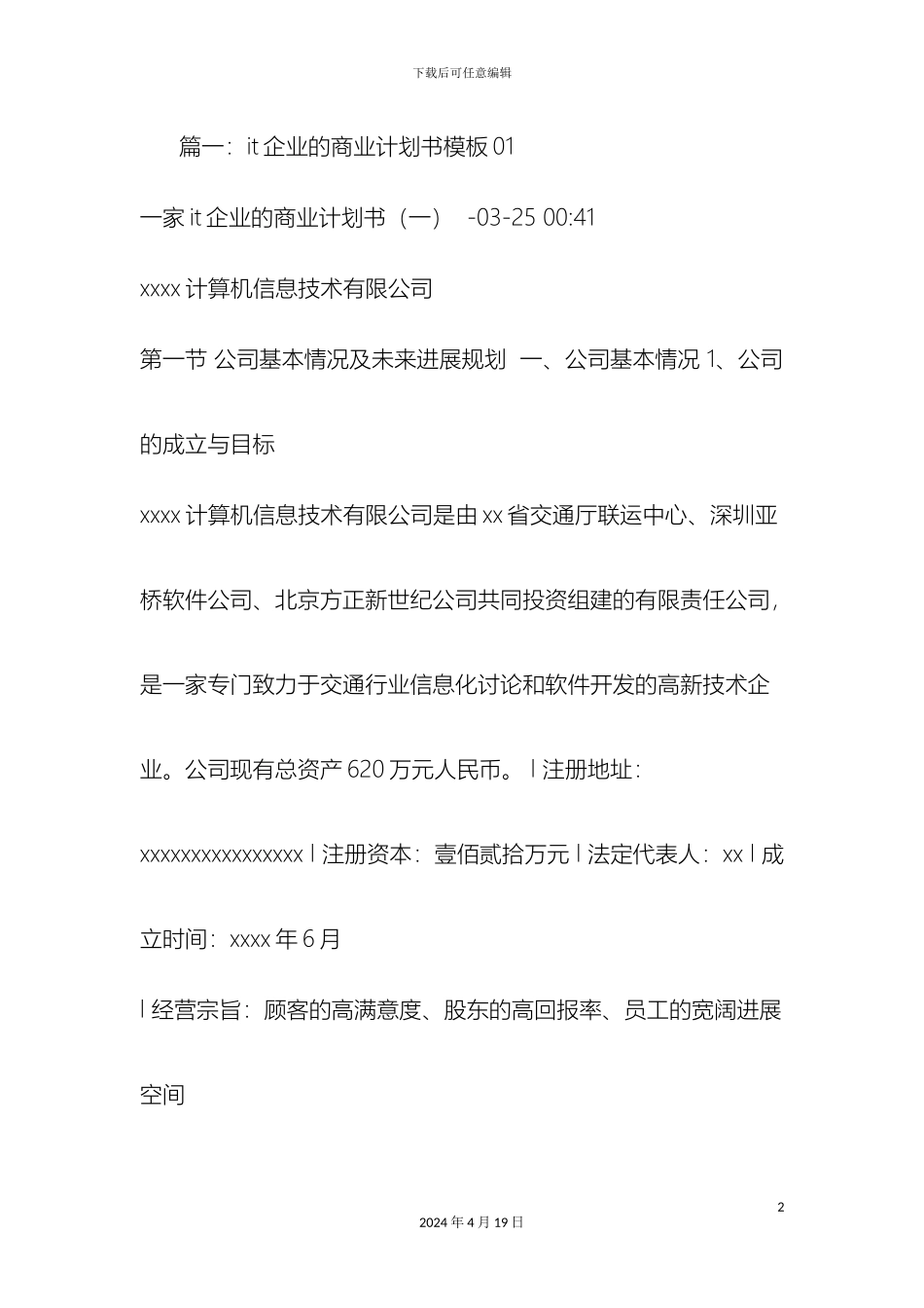 IT技术行业商业计划书怎么写_第2页