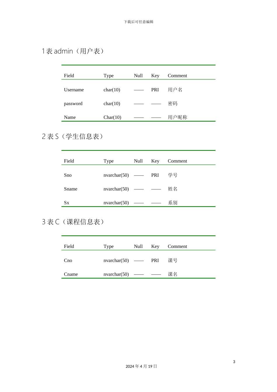 JAVA数据库课程设计学生选课管理系统的_第3页
