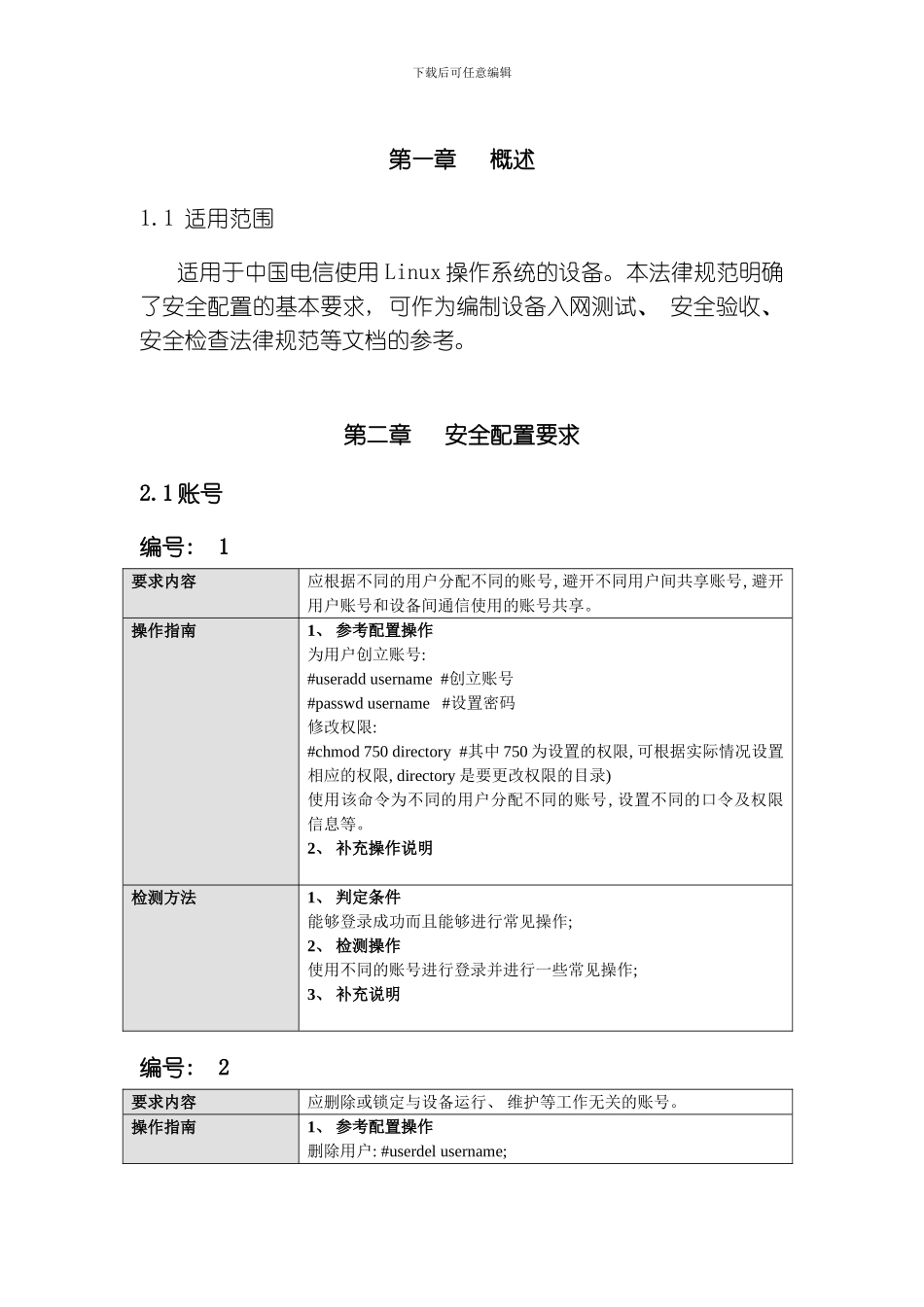 linux安全配置规范模板_第2页