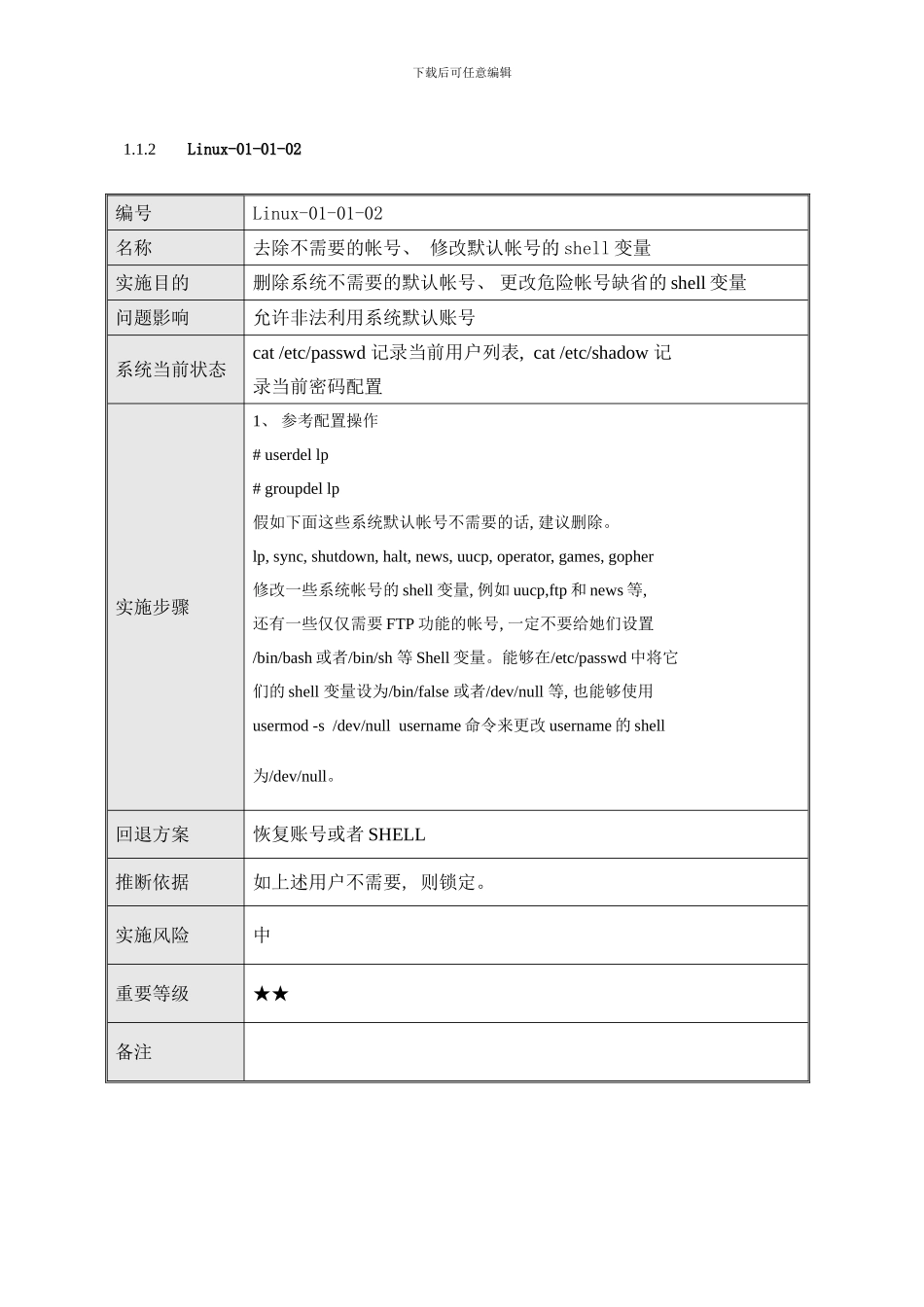 Linux系统加固规范模板_第3页