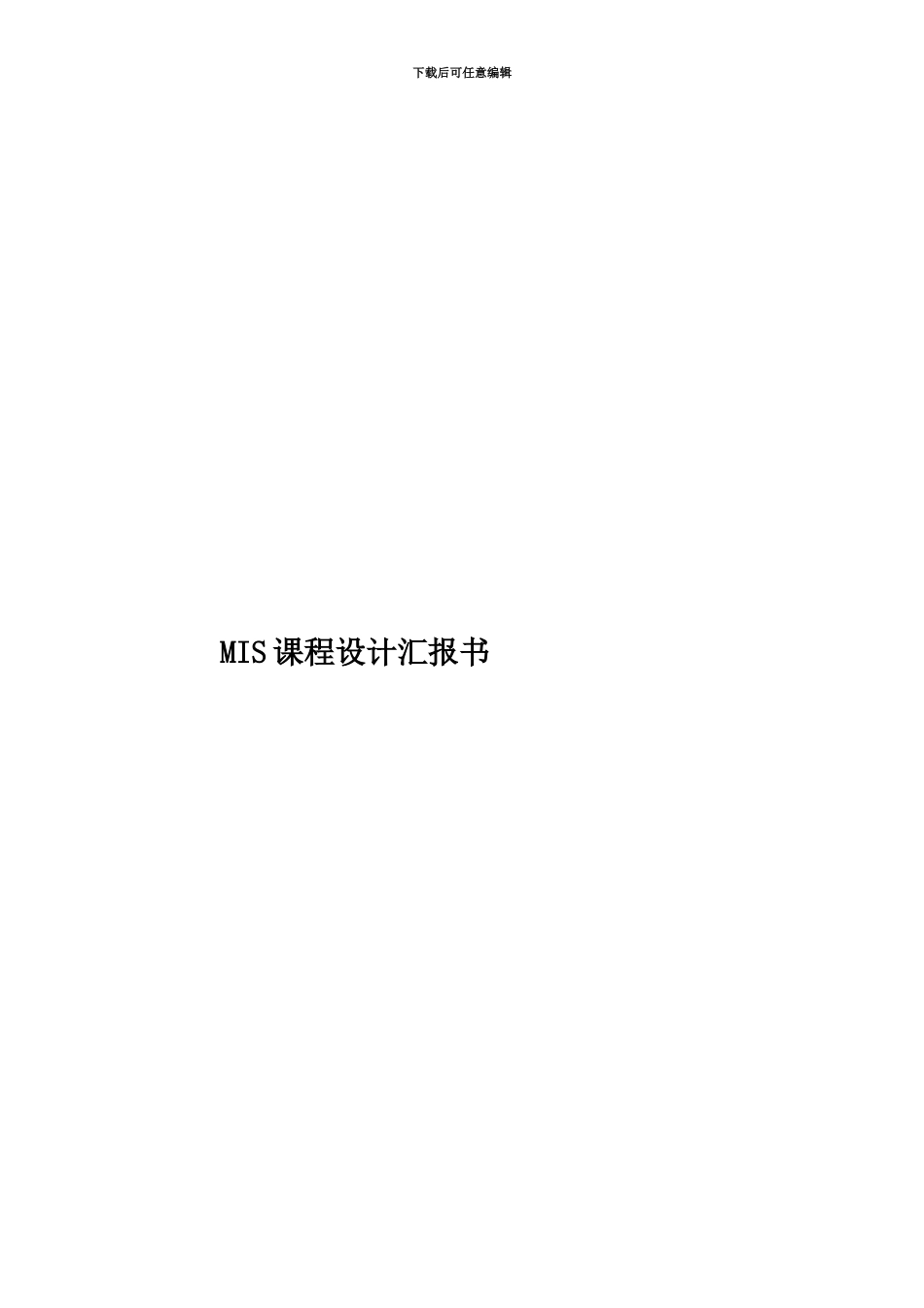 MIS课程设计汇报书_第1页