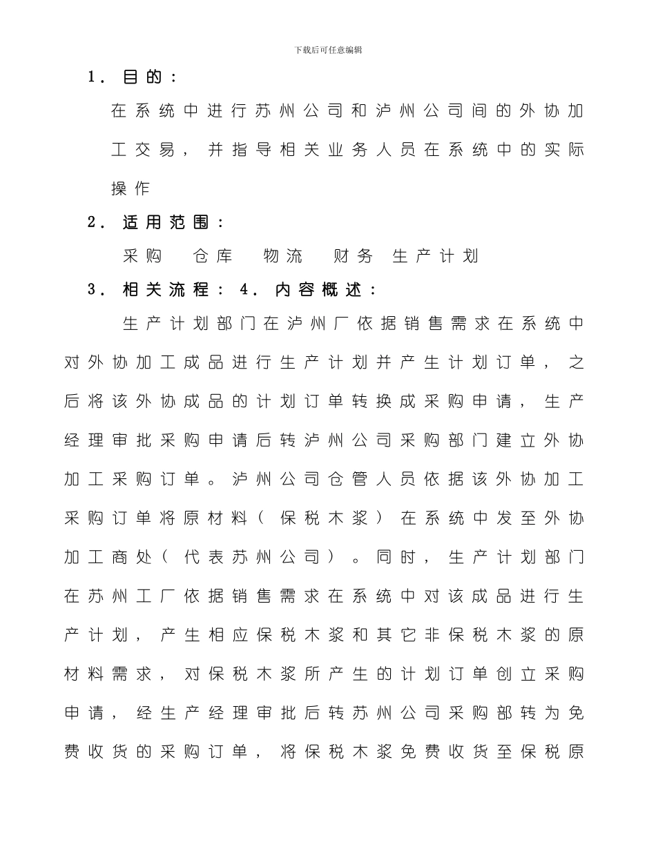 SAP公司间外协加工交易操作手册样本_第2页