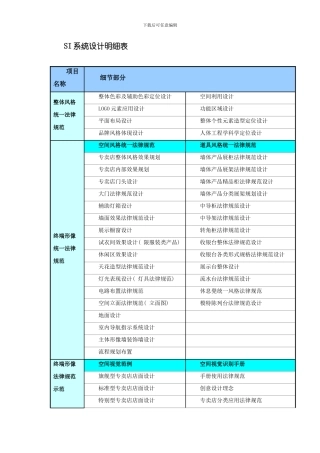 SI系统设计明细表样本