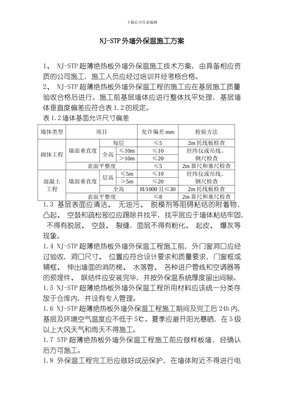 STP保温板施工技术方案模板_第1页