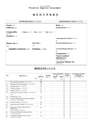SupplierAssessmentReport供应商评估报告英文样本
