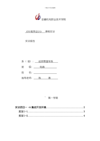 vb程序设计实训报告样本