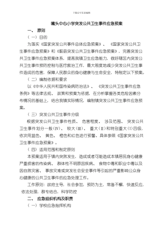 XXX乡镇突发公共卫生事件应急预案样本