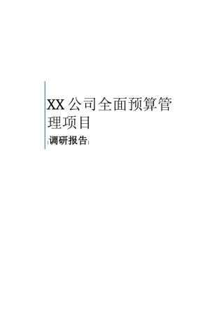 xx公司预算编制调研报告样本
