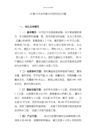 xx村乡村振兴示范村创建方案样本