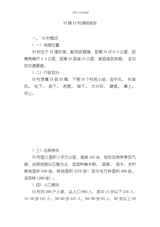 XX村调研报告样本
