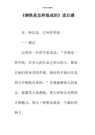 《钢铁是怎样炼成的》读后感-19