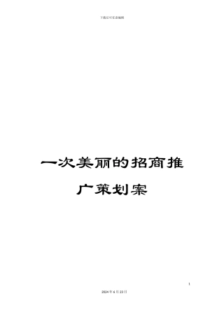 一次漂亮的招商推广策划案