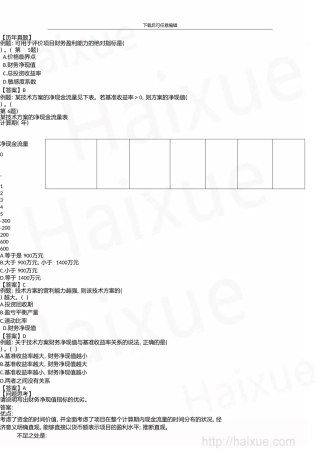 一级建造师建设工程经济徐蓉精讲通关1Z101000技术方案经济效果评价(五)
