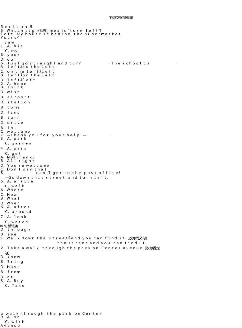 七年级英语下册Unit8IsthereapostofficenearhereSectionB试题_第2页