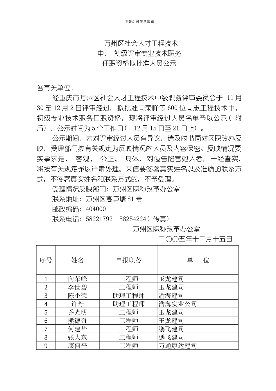 万州区社会人才工程技术模板_第1页