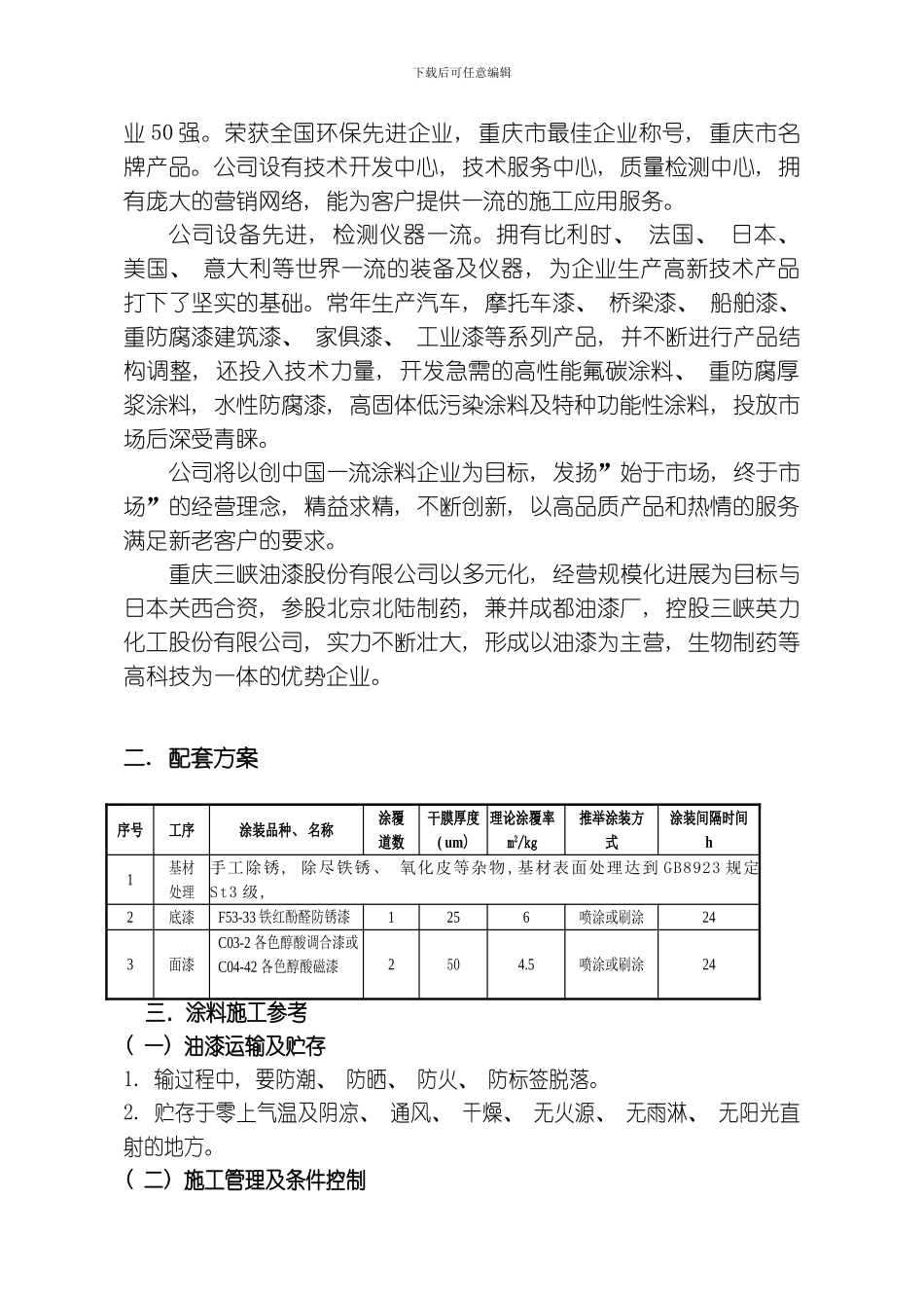 三峡牌油漆施工工艺厂方指导书模板_第3页