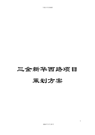 三金新华西路项目策划方案