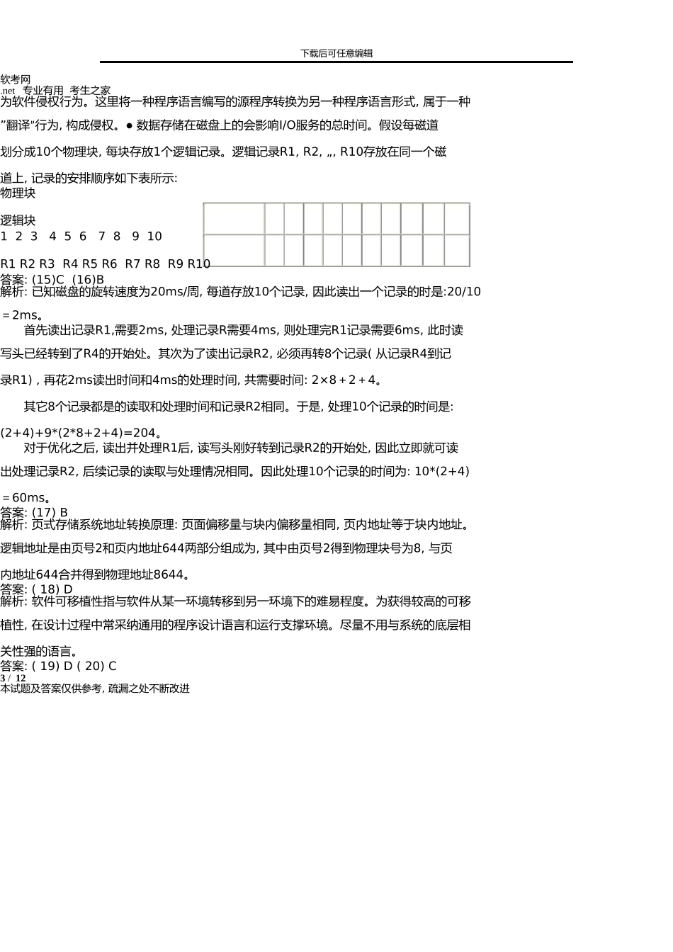 上半年网络工程师上午试题答案_第3页