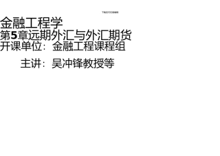 上海交通大学金融工程学吴冲锋远期外汇与外汇期货