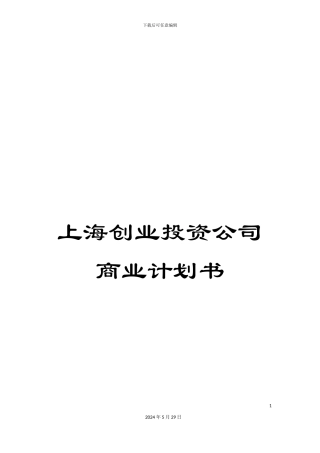 上海创业投资公司商业计划书