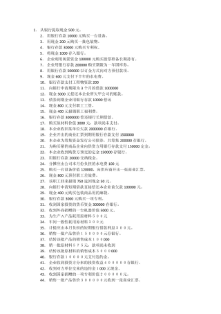从银行提取现金500元
