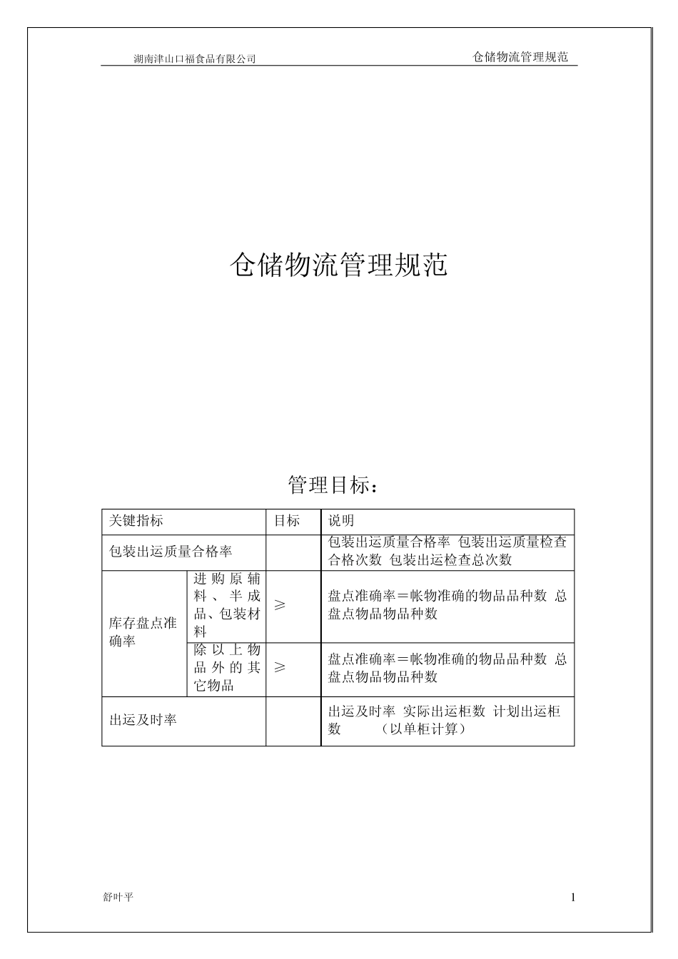 仓储物流管理规范_第1页