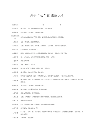 关于“心”的成语大全