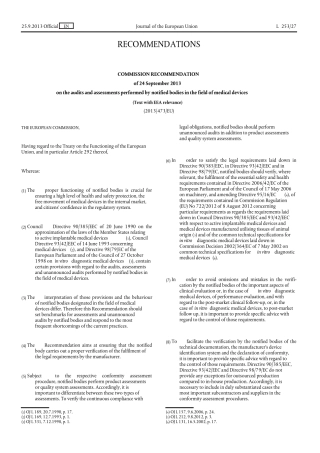 关于医疗器械领域公告机构审核和评估的建议2013_473_EU