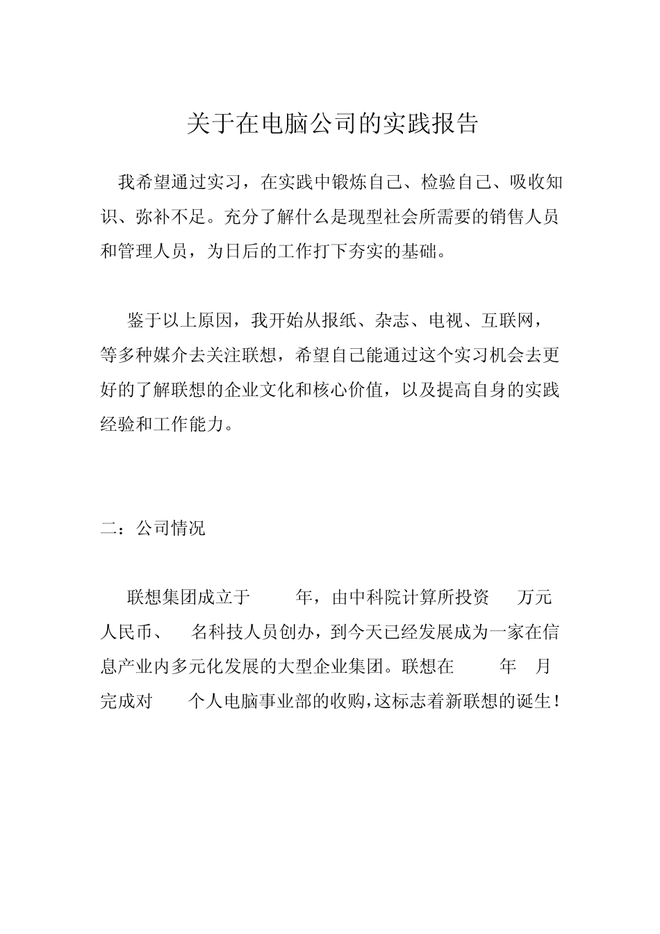 关于在电脑公司的实践报告_第1页