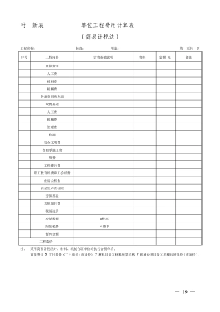 关于增值税条件下计费程序和计费标准的规定湘建价〔2016〕72号附件1附表二