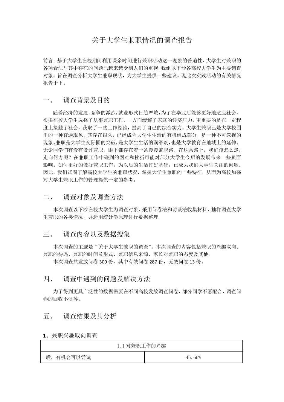关于大学生兼职的调查报告_第1页