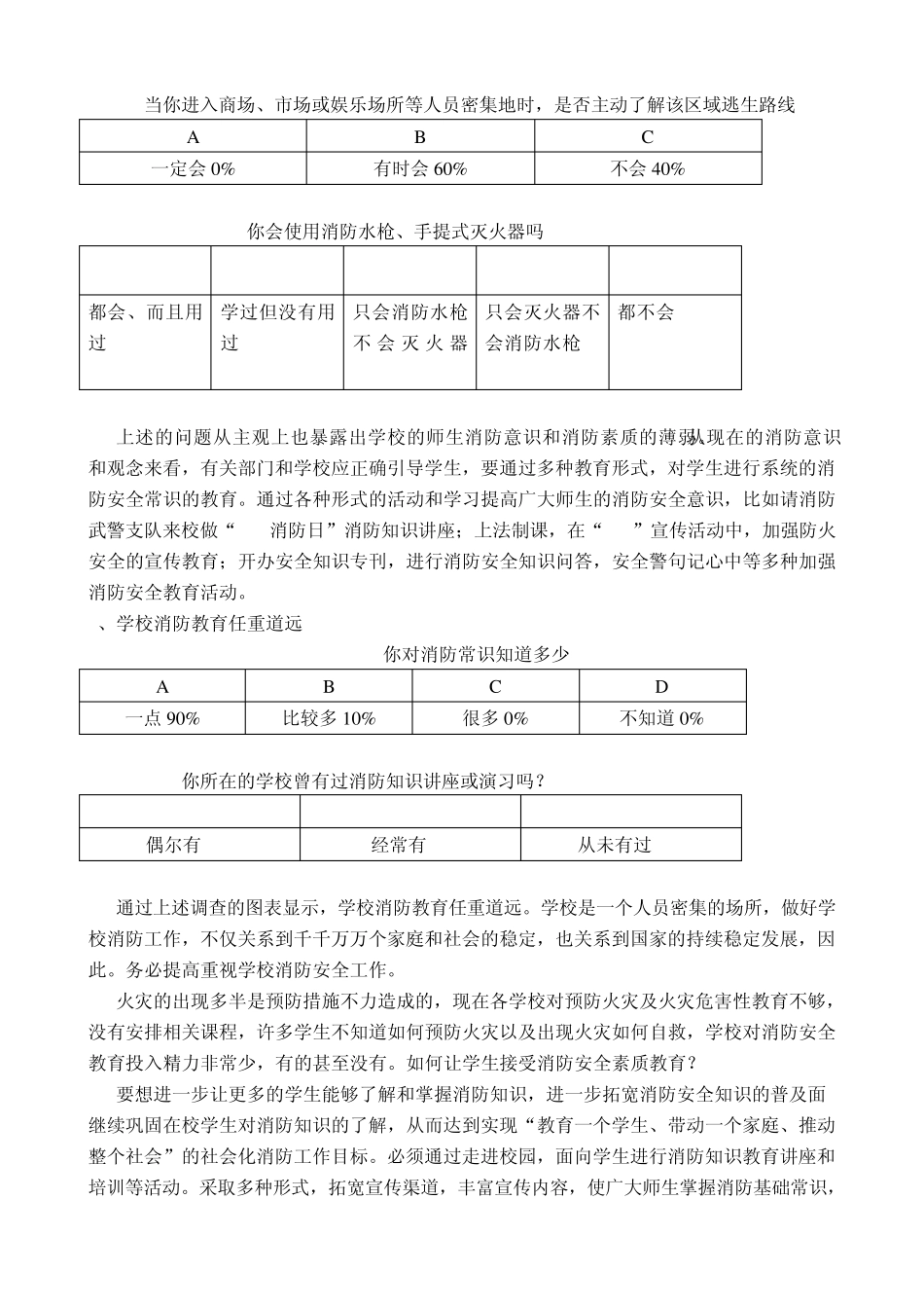 关于大学生消防安全意识的调查报告_第3页