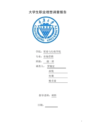 关于大学生职业理想调查报告(罗锦宏小组)