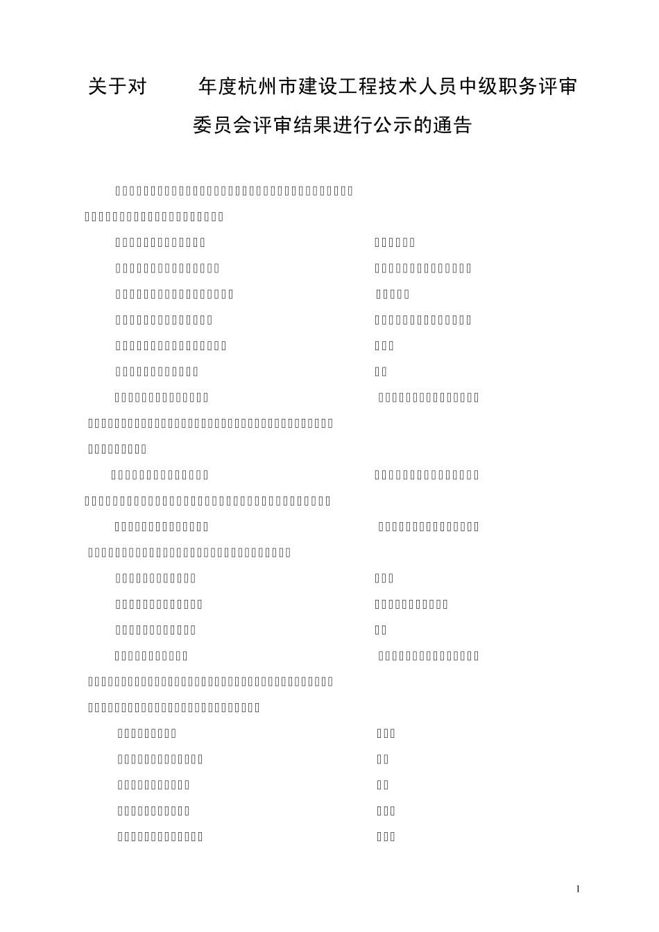 关于对2009年度杭州市建设工程技术人员中级职务评审委..._第1页