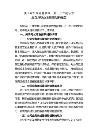 关于对公司业务条线、部门工作的认识