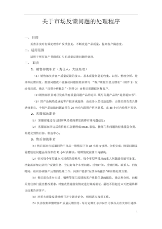 关于市场反馈问题的处理程序