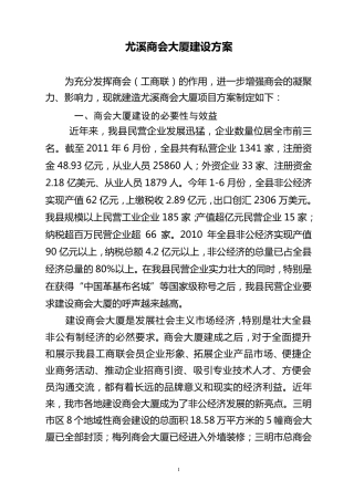 关于建设尤溪商会大厦的方案