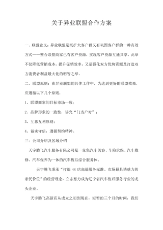 关于异业联盟合作草案