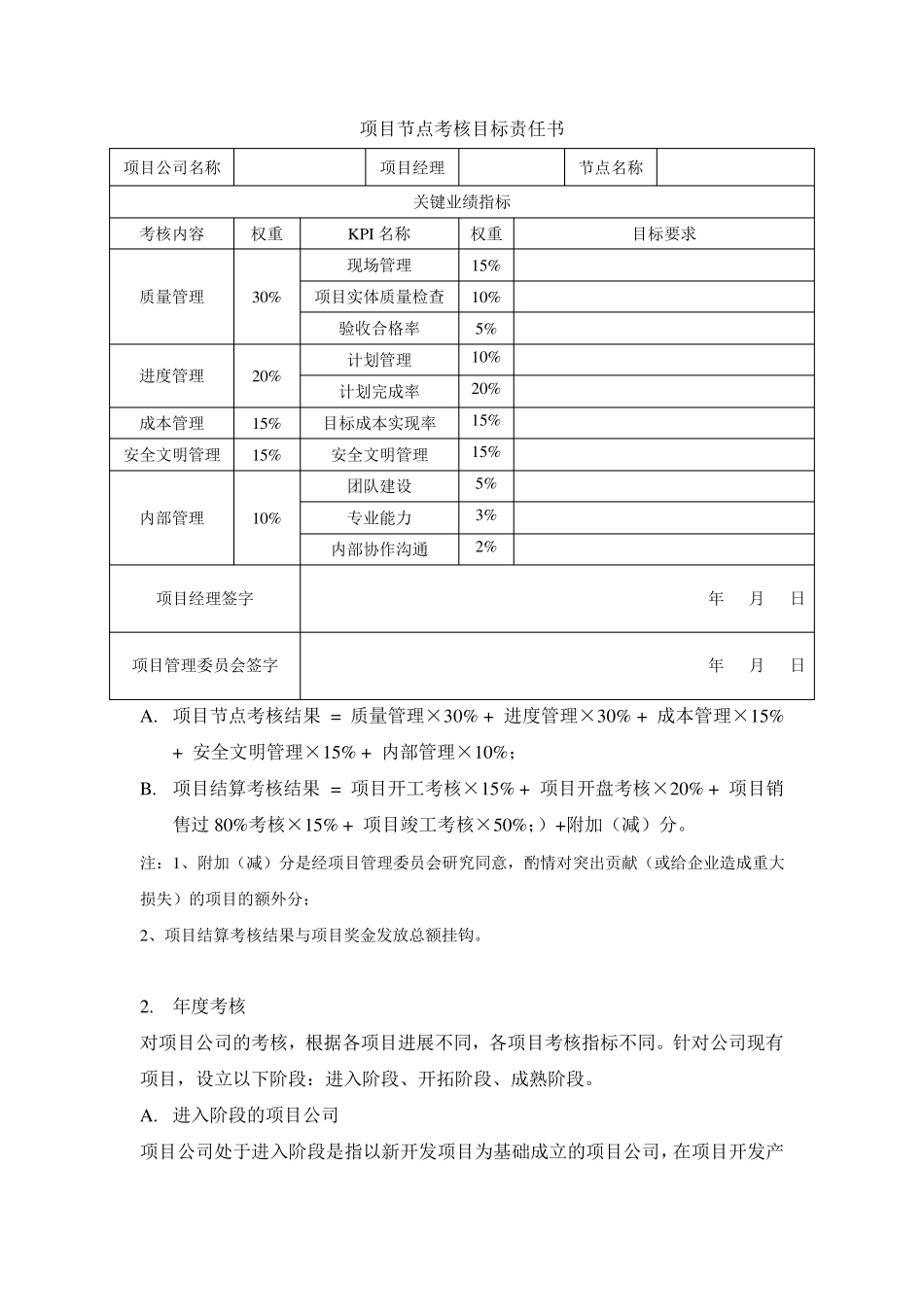 关于房地产项目考核与奖金分配方案20130226_第2页