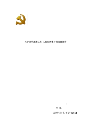 关于改革开放以来,人民生活水平的调查报告