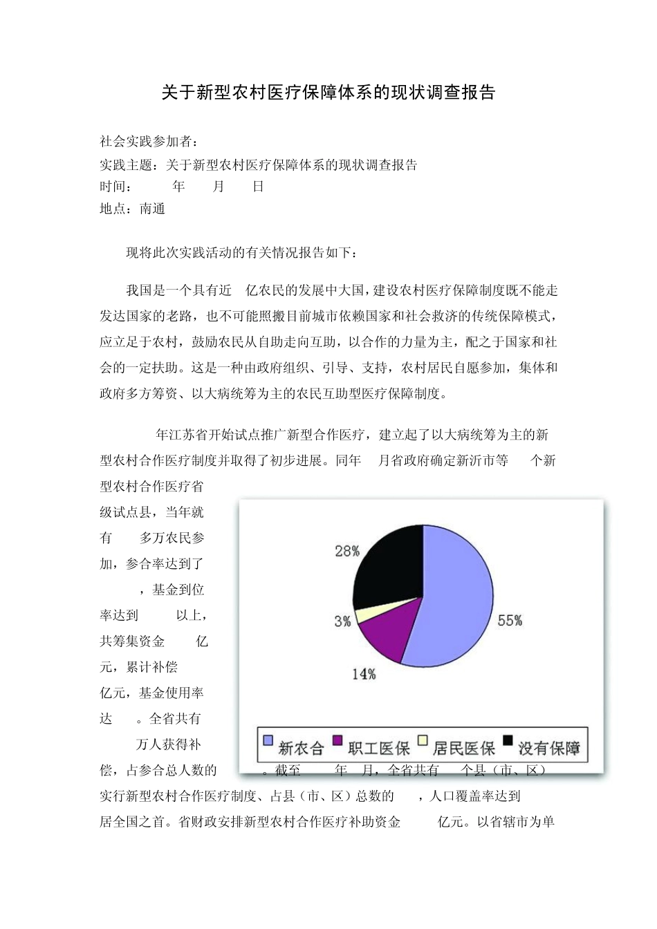 关于新型农村医疗保障体系的现状调查报告_第1页