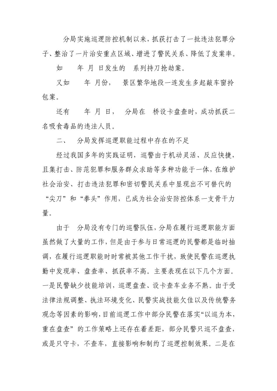 关于某某分局开展巡逻防控工作的调研报告_第3页