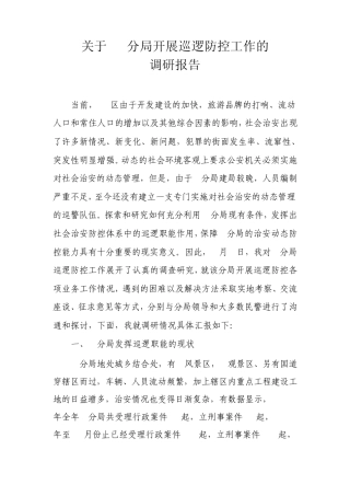 关于某某分局开展巡逻防控工作的调研报告