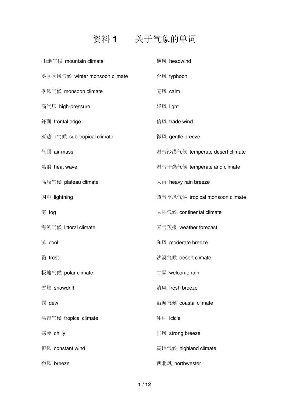 关于气象的单词_第1页
