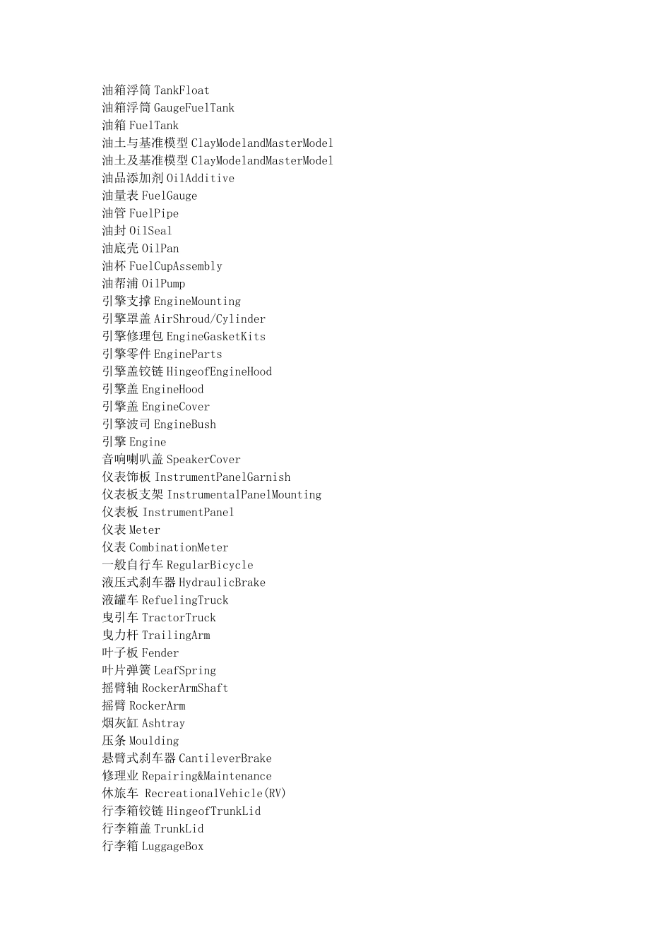 关于汽车的零部件名称中英文大全_第2页