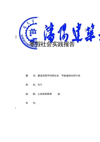 关于节能减排的社会实践活动报告
