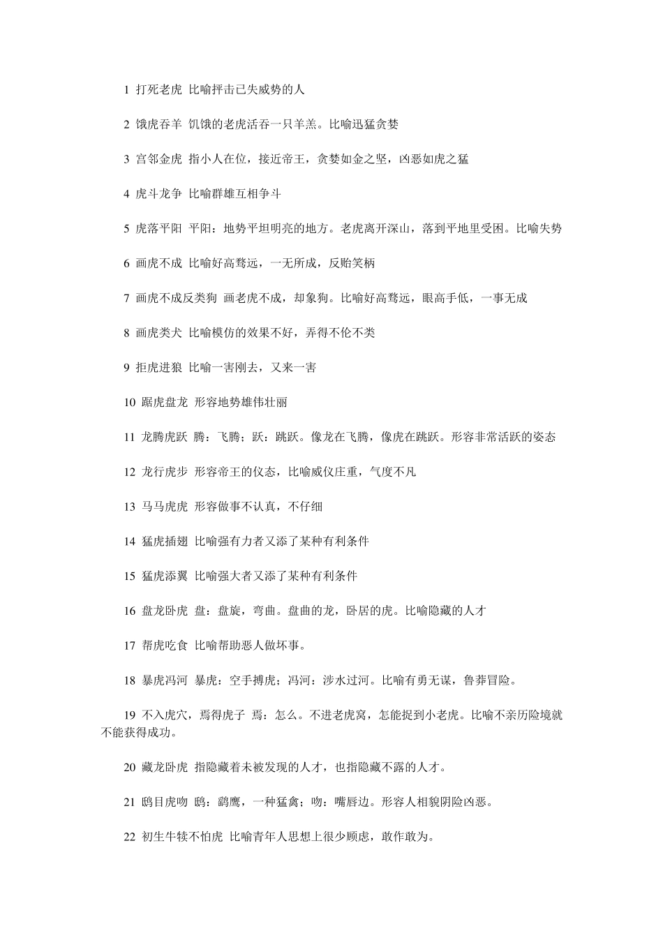 关于虎的成语120个(解释)_第1页