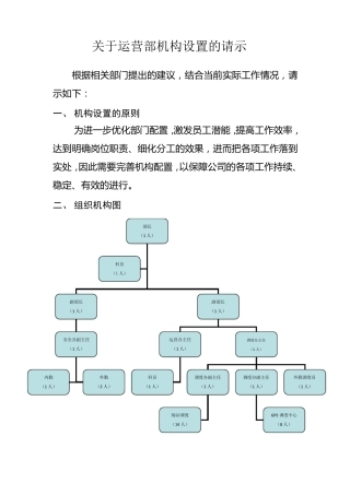 关于运营机构设置的请示