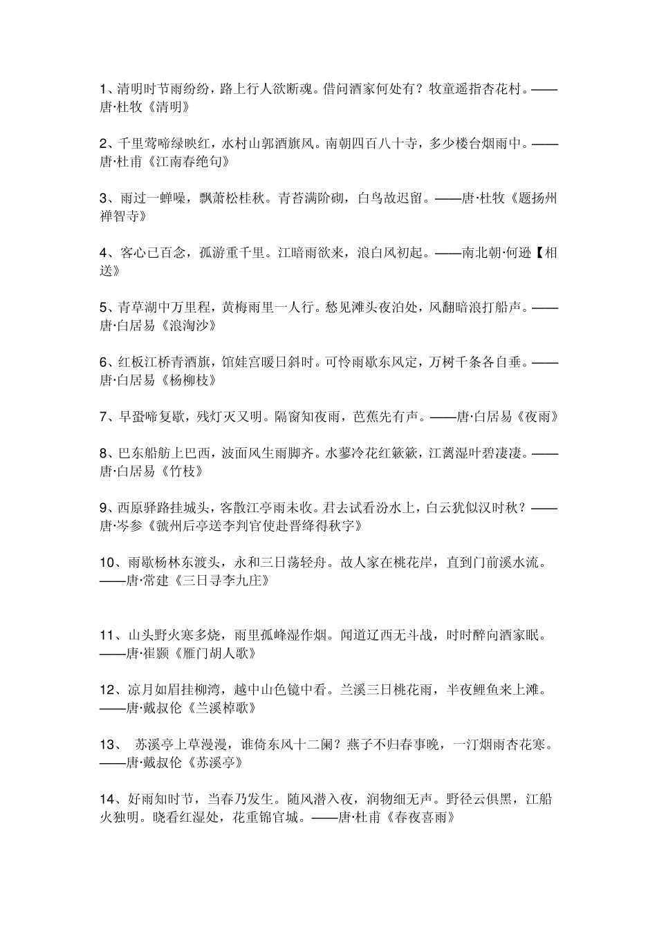 关于雨的诗句_第1页